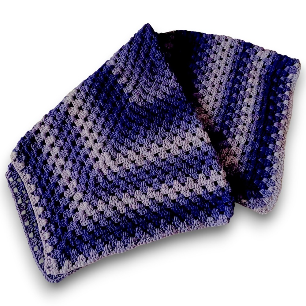 Hand Crocheted Blanket Baby Lap Afghan Purple‎ Shades 38"x36"" NWOT